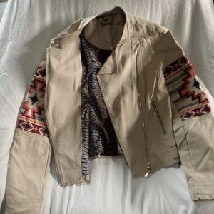 Womens  Cute faix Leather  jacket by joujou size L Med-Heavy jacket